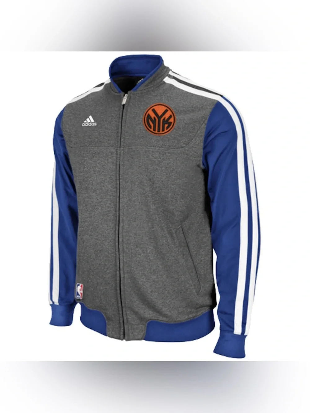 Adidas NBA Knicks On-Court Winter Full Zip Track Jacket Charcoal/Royal Blue